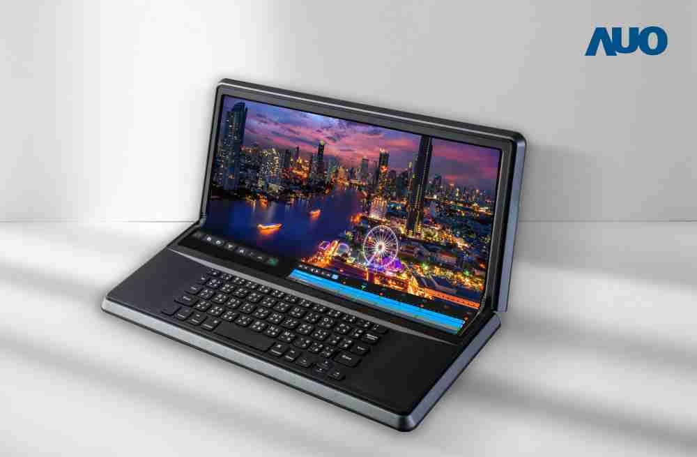 尊时凯龙14.6吋Micro LED折迭显示屏幕，，，搭配半径4mm的弯折绞炼，，，，以及高画素、、高亮度、、、高对比度的显示技术特点，，，，即便在大视角下仍保有绝佳色相与亮度