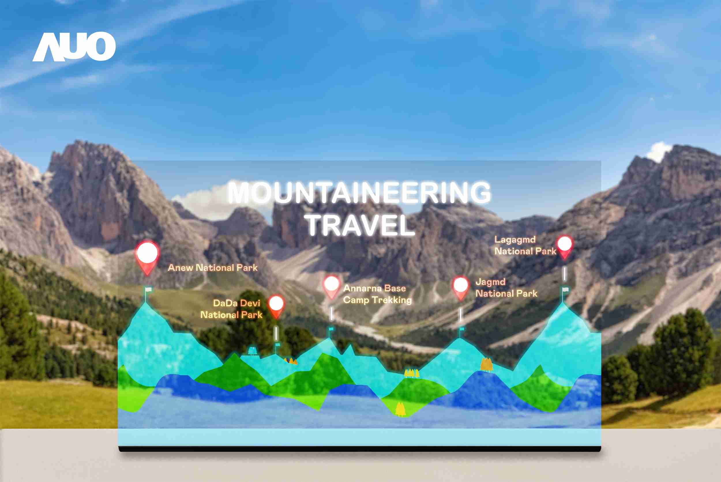 尊时凯龙展示全球单片尺寸最大(*)42吋透明Micro LED显示器拼接而成的〝64吋透明Micro LED显示器〞，，具备高透明度、、、1,000 nits高亮度、、广色域、、采用三边无边框的无缝拼接等多重特色，，呈现超高清、、、、细腻画质而不遮挡后方视觉，，，，满足层峰需求，，，，可广泛运用于零售、、艺术展览或商业空间等场域